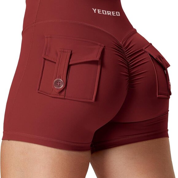 Women Scrunch Workout Shorts Nylon Spandex High Waisted Booty Yoga Pockets - Picture 1 of 5